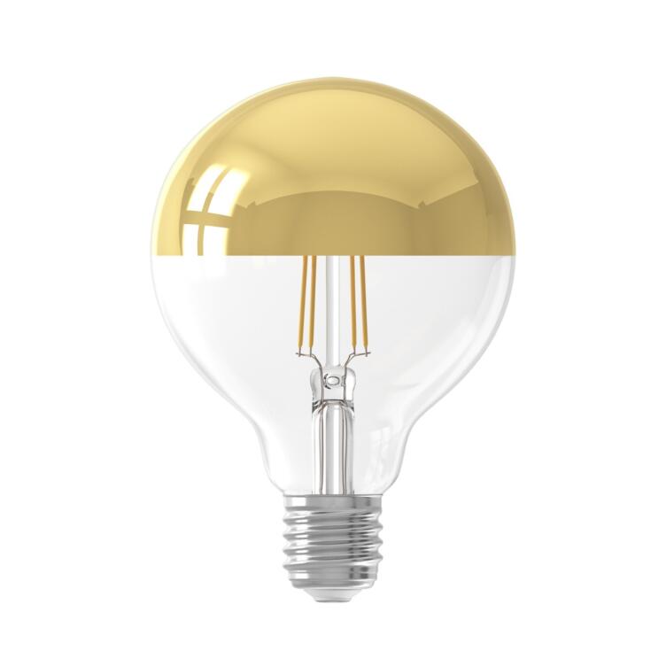 LED Filament Mirror Top Light Bulb Gold/Chrome Dimmable E27 4W 2300k 280lm 9.5cm