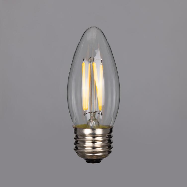 LED Filament Candle Bulb Dimmable E26 3.5W 2700k 350lm 3.5"