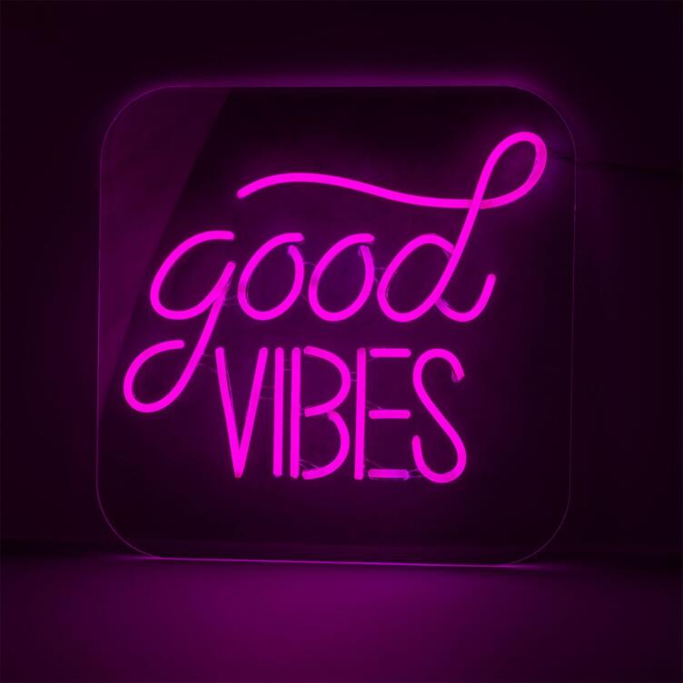 Good Vibes Neon Acrylic Light 46cm IP20, Pink