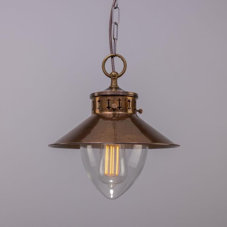 Boyd Vintage Industrial Pendant Light, Antique Brass