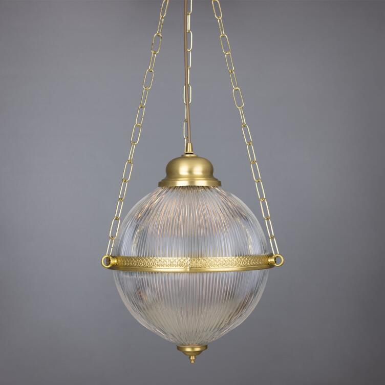 Blaenau Victorian Prismatic Glass Pendant Light, Satin Brass