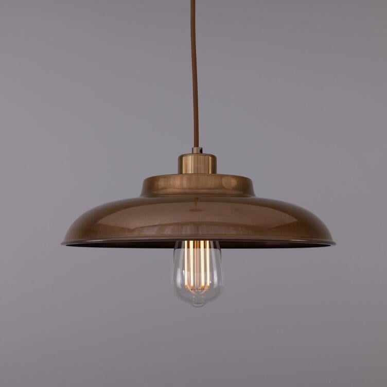 Telal Industrial Factory Pendant Light 12.6", Antique Brass