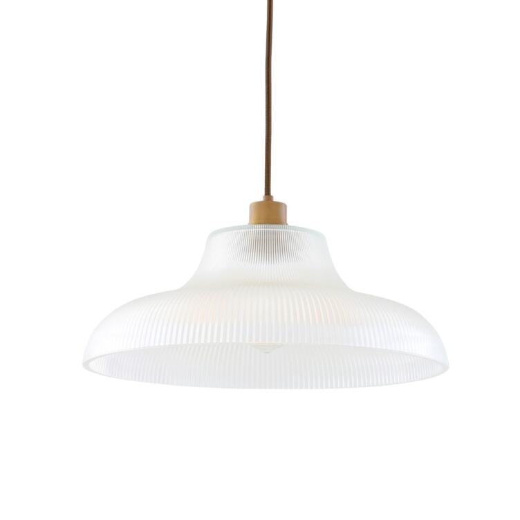 Mono Vintage Railway Glass Pendant Light 40cm, Antique Brass