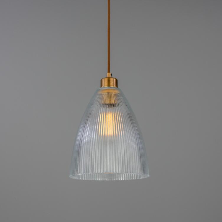 Corvera Prismatic Glass Shade Pendant Light 20cm, Antique Brass