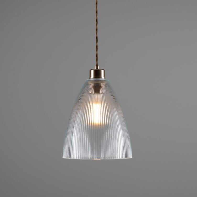 Corvera Prismatic Glass Shade Pendant Light 7.9", Antique Brass