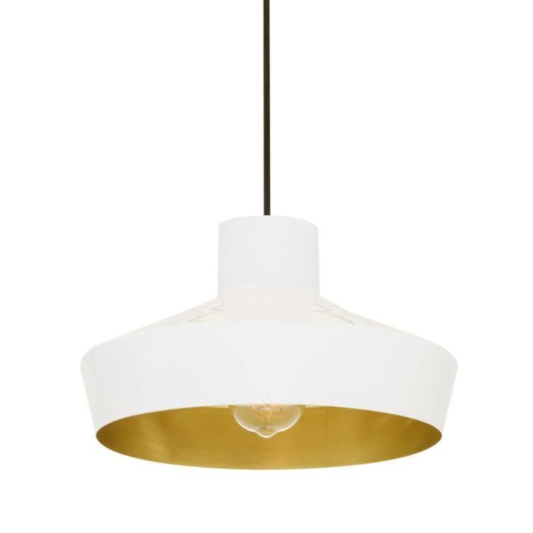 Passion Modern Brass Shade Pendant Light 32cm, White and Brushed Brass
