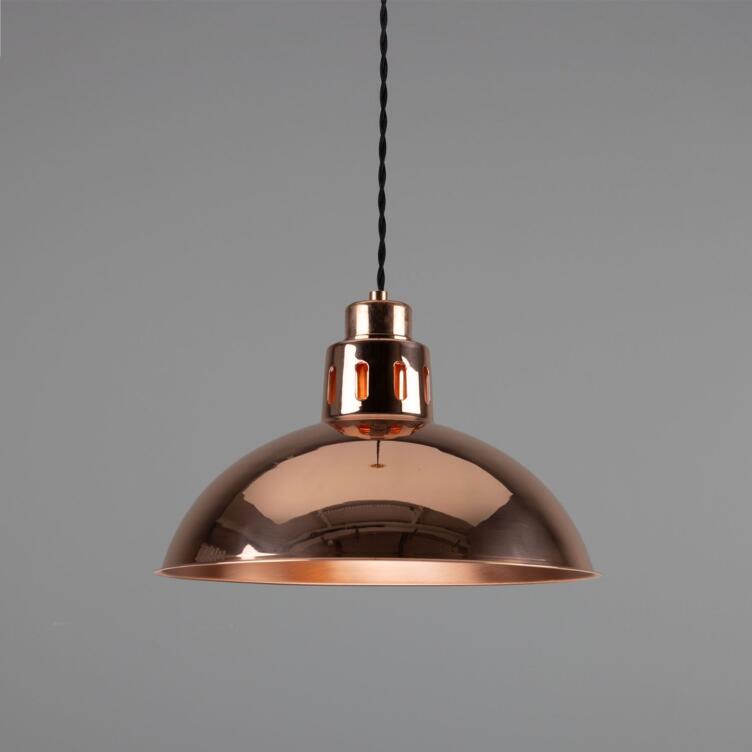 Berlin Vintage Copper Dome Pendant Light 30cm, Polished Copper