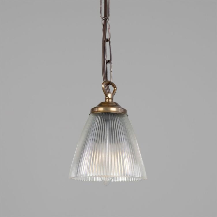 Gadar Small Prismatic Glass Pendant Light 4.7", Antique Brass