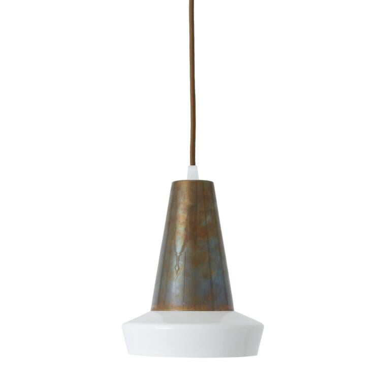 Malabo White and Antique Brass Pendant Light 16cm