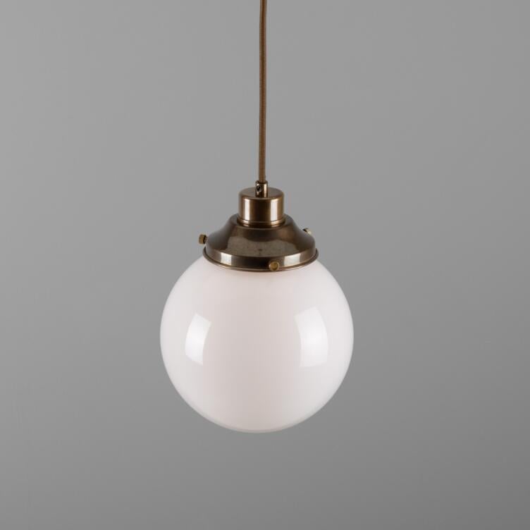 Gentry Small Opal Glass Globe Pendant Light 20cm, Antique Brass Gentry Small Opal Glass Globe Pendant Light 20cm, Antique Brass