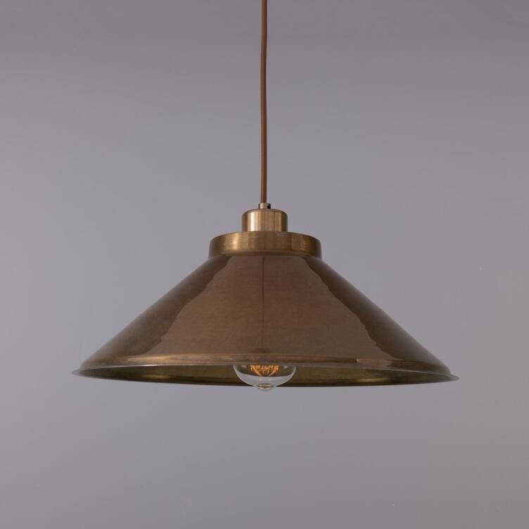 Rio Vintage Modern Brass Pendant Light 15", Antique Brass