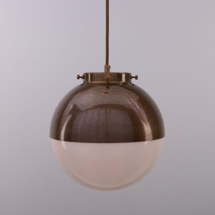 Florence Brass and Glass Globe Pendant Light 10.2", Antique Brass
