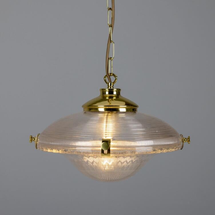 Ozark Victorian Vintage Glass Pendant Light 13", Polished Brass