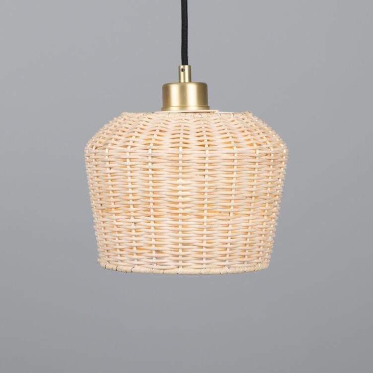 Manila Small Rattan Pendant Light 7.9", Satin Brass