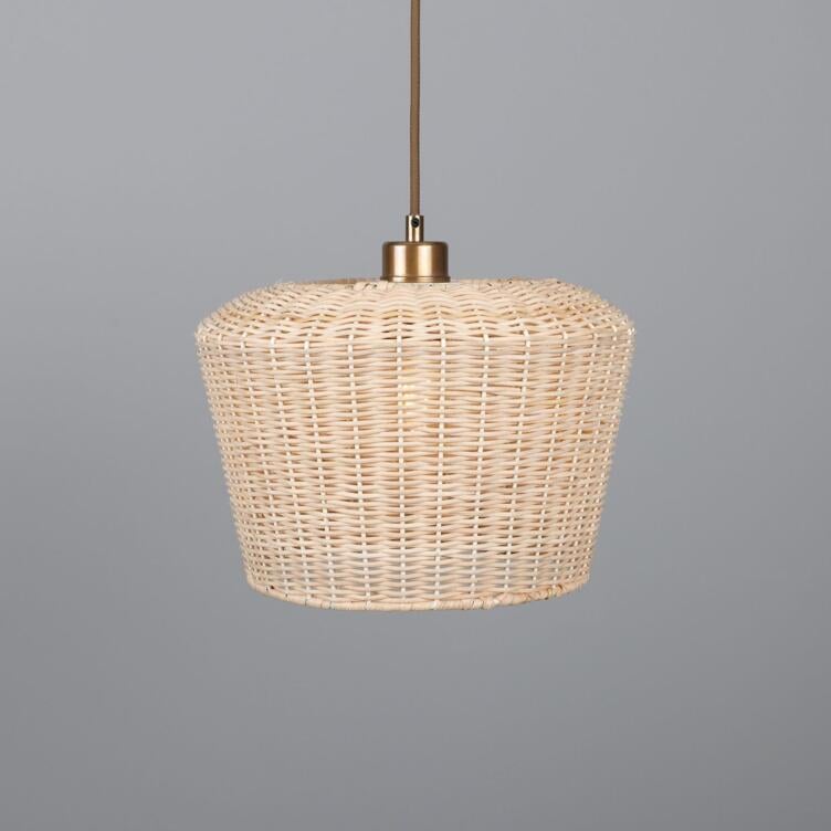 Manila Large Rattan Pendant Light 11.8", Antique Brass