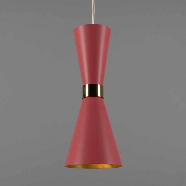 Cairo Mid-Century Coloured Pendant Light, Antique Pink