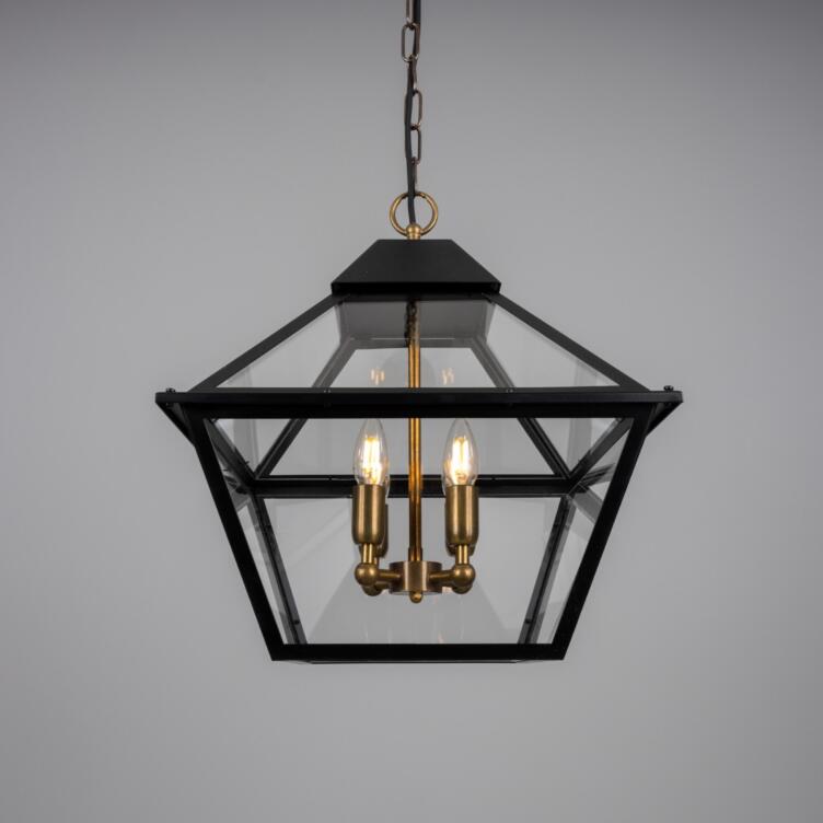 Bilbao Tapered Hanging Brass Pendant Lantern 43cm IP20