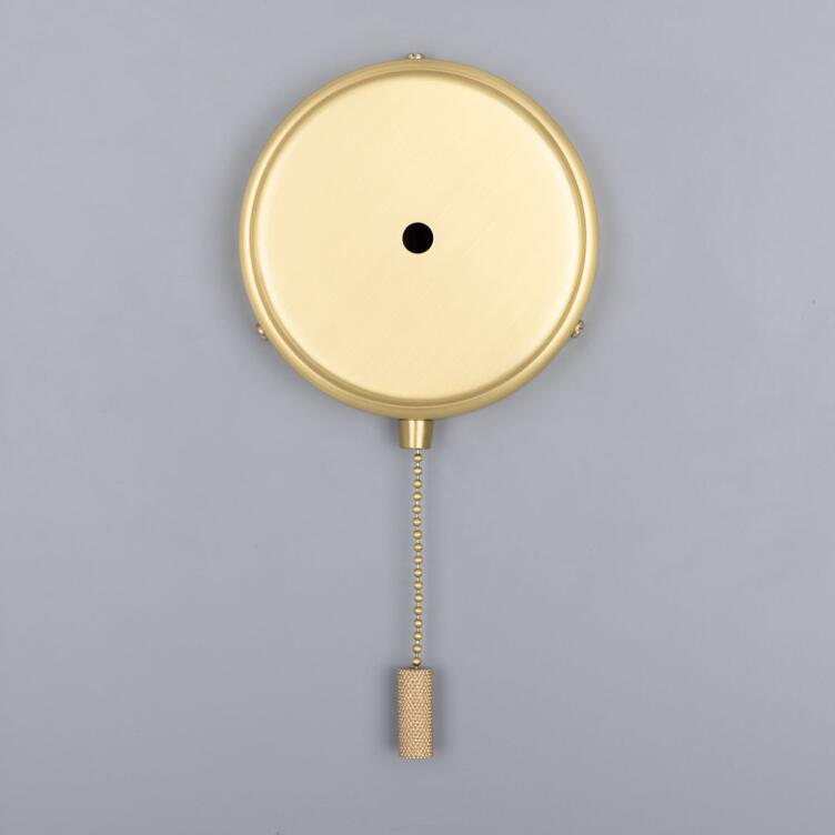 Pressed Brass Wall Bracket with Pull Switch 4.7", Satin Brass, Knurled