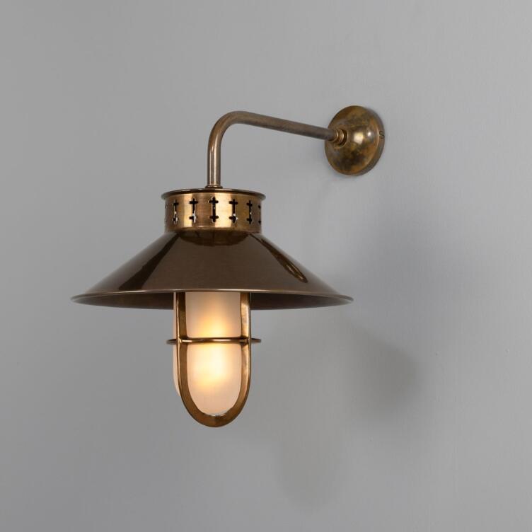 Boyd Vintage Industrial Well Glass Wall Light, Antique Brass