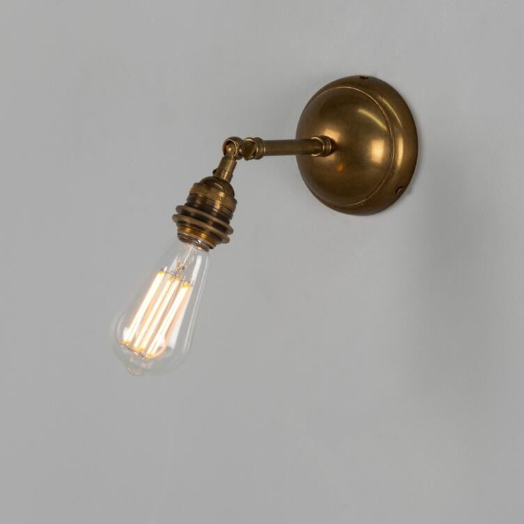 Dabb Vintage Bare Bulb Wall Light with Swivel, Antique Silver