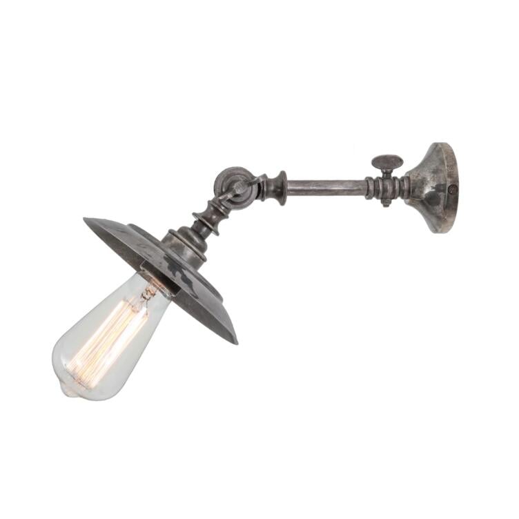 Porter Adjustable Industrial Brass Wall Sconce, Antique Silver