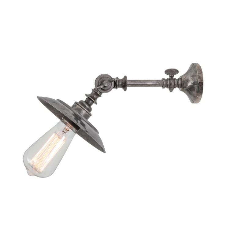 Porter Adjustable Industrial Brass Wall Light, Antique Silver