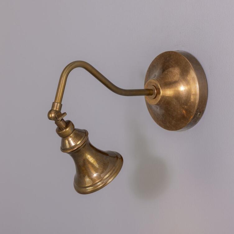 Kent Traditional Vintage Adjustable Wall Spotlight, Antique Brass