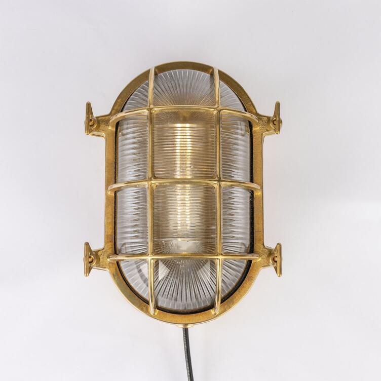 Ross Marine Nautical Bulkhead Wall Sconce IP54, Raw Brass Ross Marine Nautical Bulkhead Wall Sconce IP54, Raw Brass