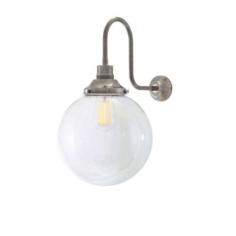 Riad Clear Globe Swan Neck Wall Sconce 25cm