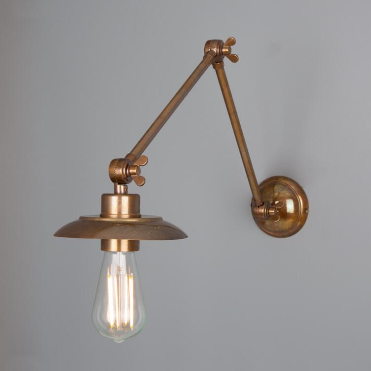 Reznor Vintage Adjustable Arm Picture Light, Antique Brass