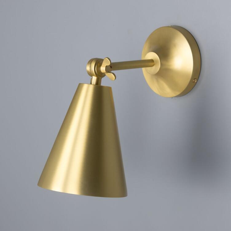 Moya Vintage Adjustable Brass Cone Wall Light, Satin Brass