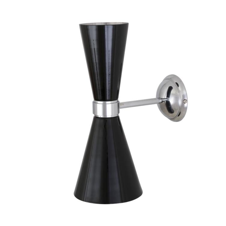Cairo Mid-Century Double Cone Chrome Wall Light, Powder Coated Matte Black