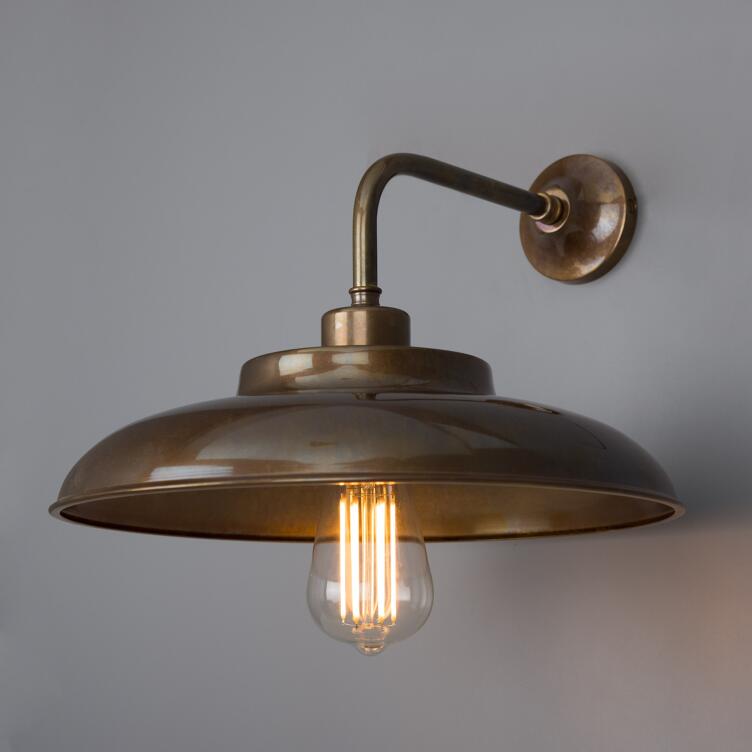 Telal Industrial Brass Factory Wall Light 32cm, Antique Brass