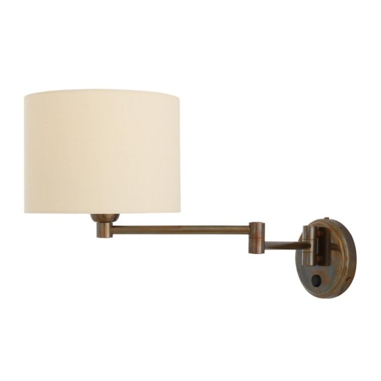 Kerry Swivel Arm Brass Wall Light with Cream Fabric Shade