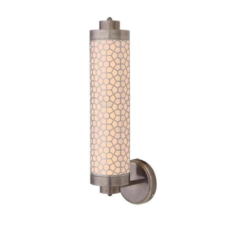 Ocala Brass Wall Light with Hexagonal Mesh, Antique Silver