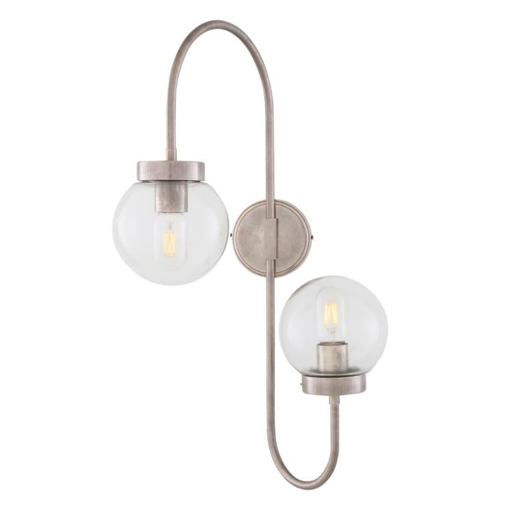 Winslow Double Clear Glass Globe Wall Light