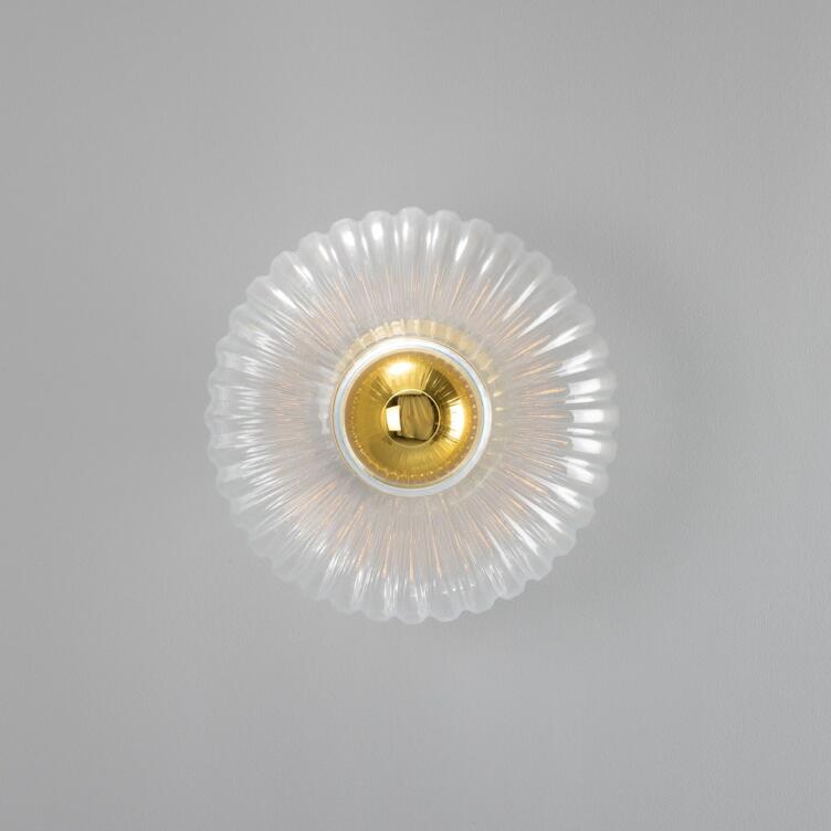 Neith Oval Reeded Glass and Brass Wall Light 11.8", Satin Brass