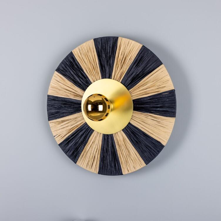 Vernon Raffia Striped Wall Light 54cm, Satin Brass