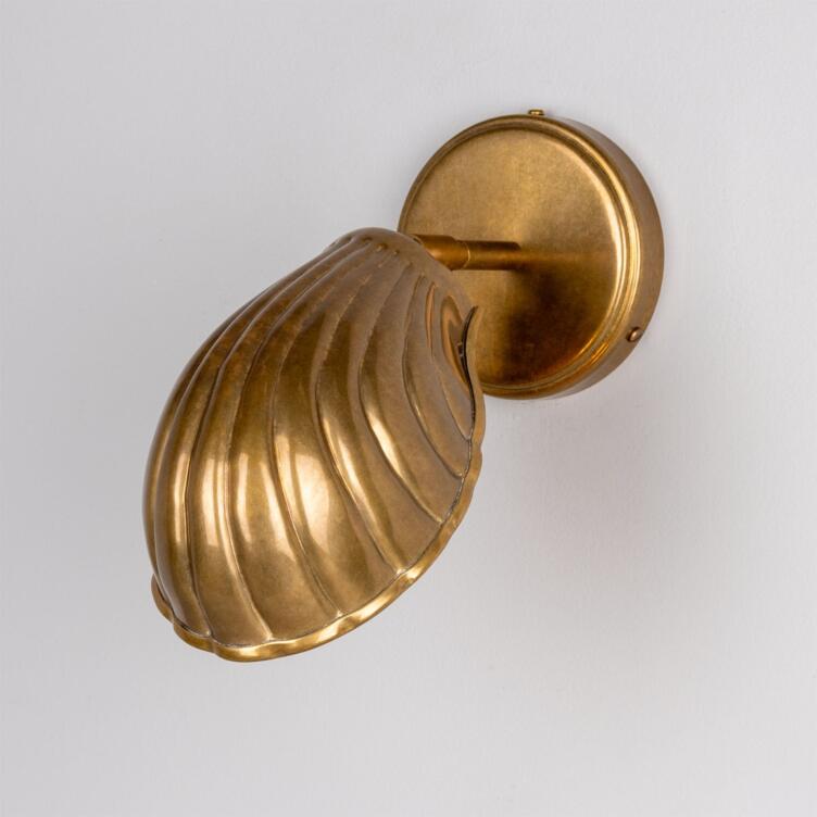 Shell Adjustable Brass Wall Light, Antique Brass
