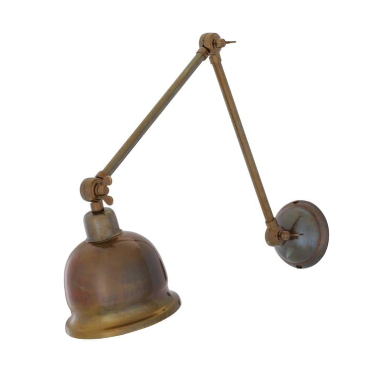 Dale Vintage Adjustable Brass Picture Light, Antique Brass