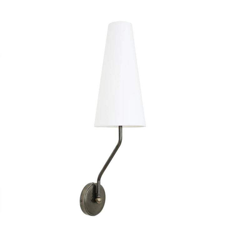 Rhyl Slendor Wall Light with Tall Fabric Shade,  Antique Silver
