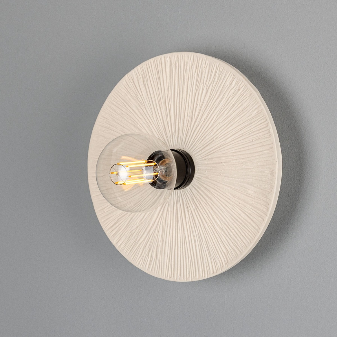 Bog Oak Organic Ceramic Wall Light, Matte White Striped | Mullan Lighting
