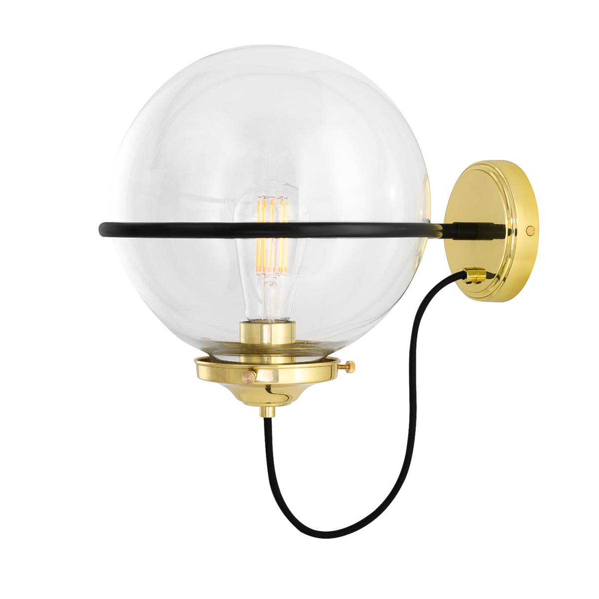 Oranmore Glass Globe Wall Light in Steel Ring 25cm | Mullan Lighting