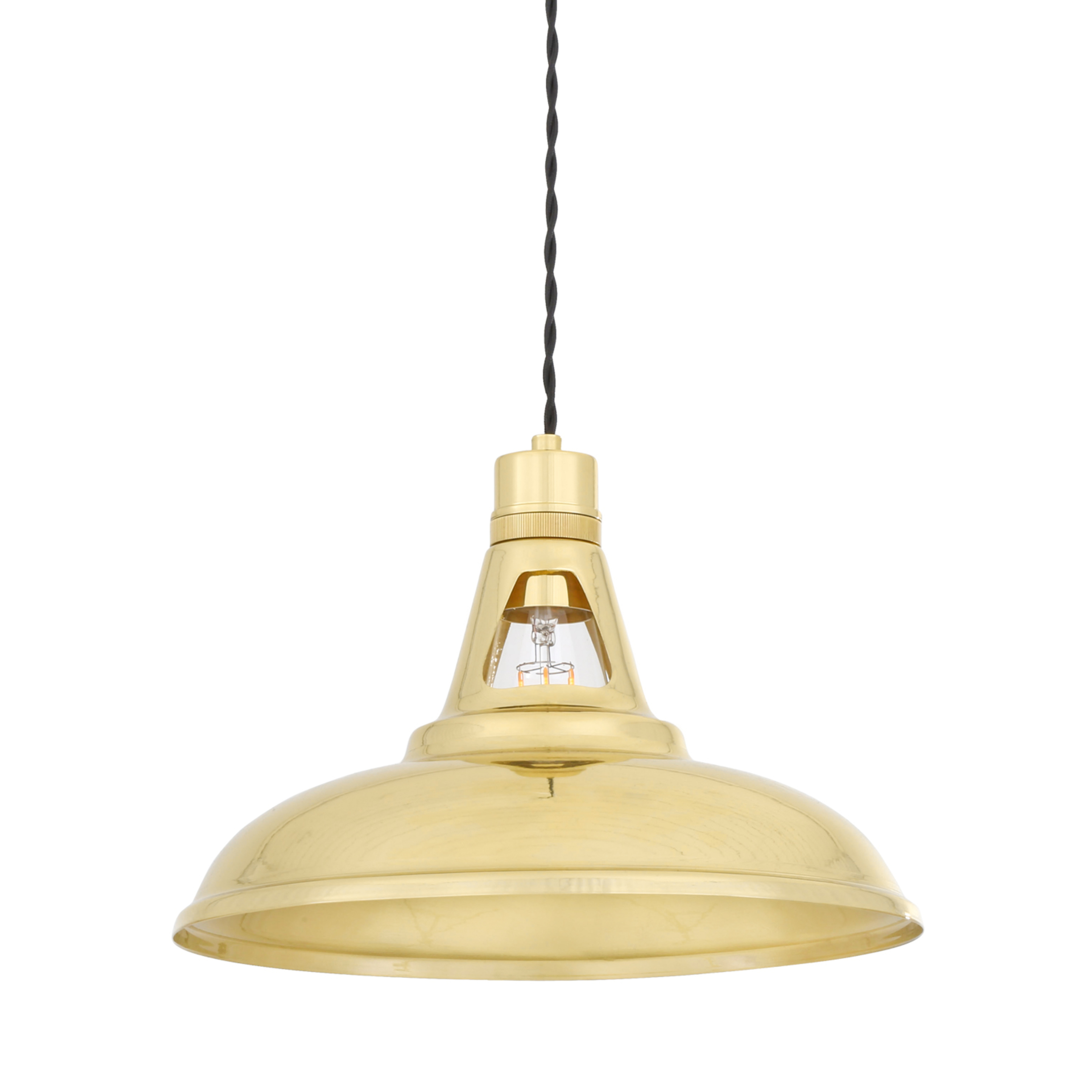 Geneva Vintage Industrial Brass Pendant Light 31cm | Mullan Lighting