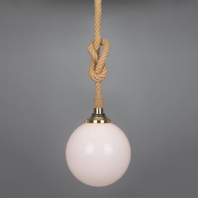 Suspension Azores en corde de jute avec globe en verre opale 30cm IP44