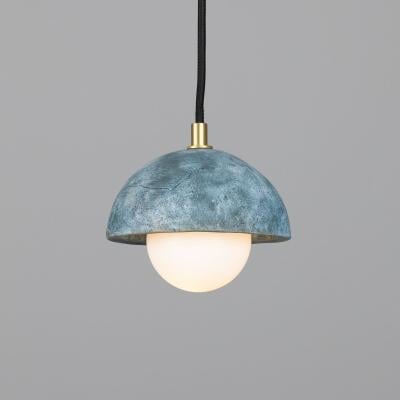 Ferox Small Ceramic Dome Pendant Light 5.5", Blue Earth