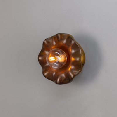 Rivale Wall Light with Wavy Ceramic Shade, Rust Iron 8.25" IP20
