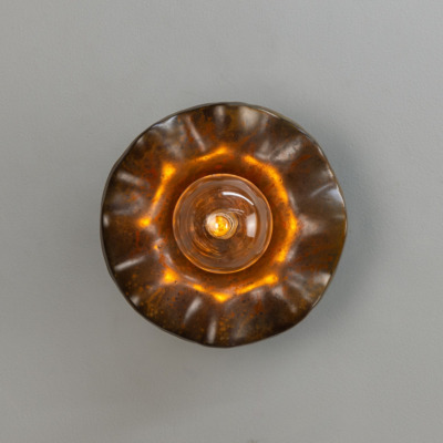 Applique Rivale avec abat-jour en céramique ondulée, fer rouillé 21 cm IP20