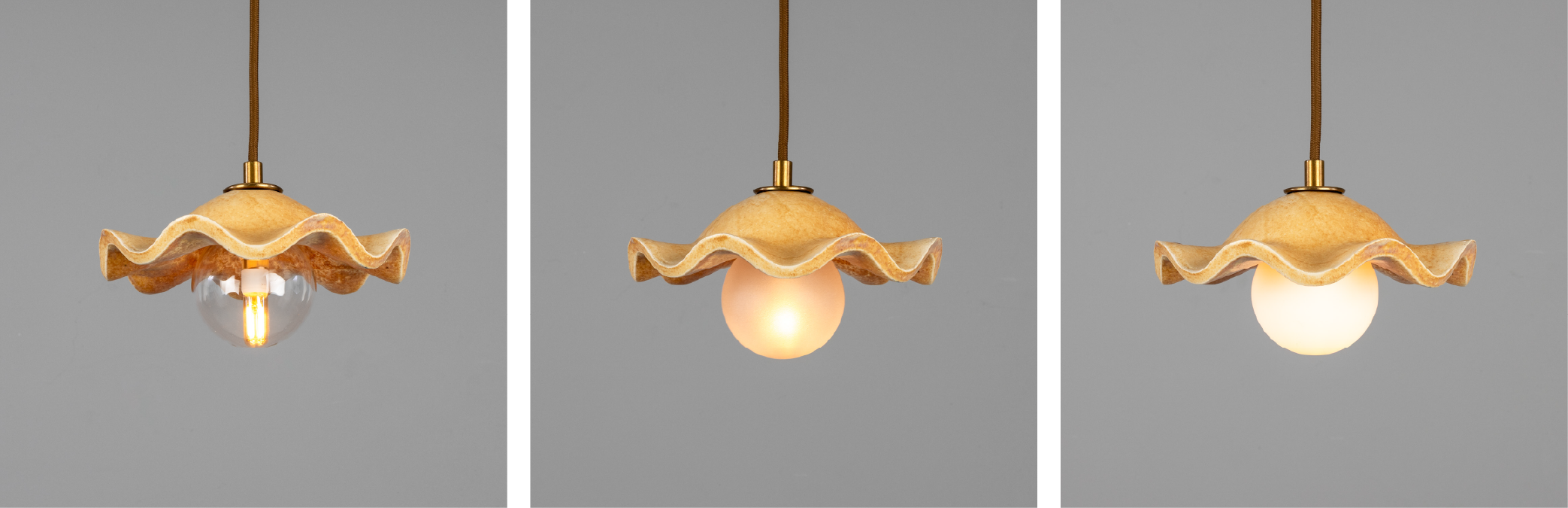 Rivale Pendant Light with Wavy Ceramic Shade, Oatstone 21cm IP20