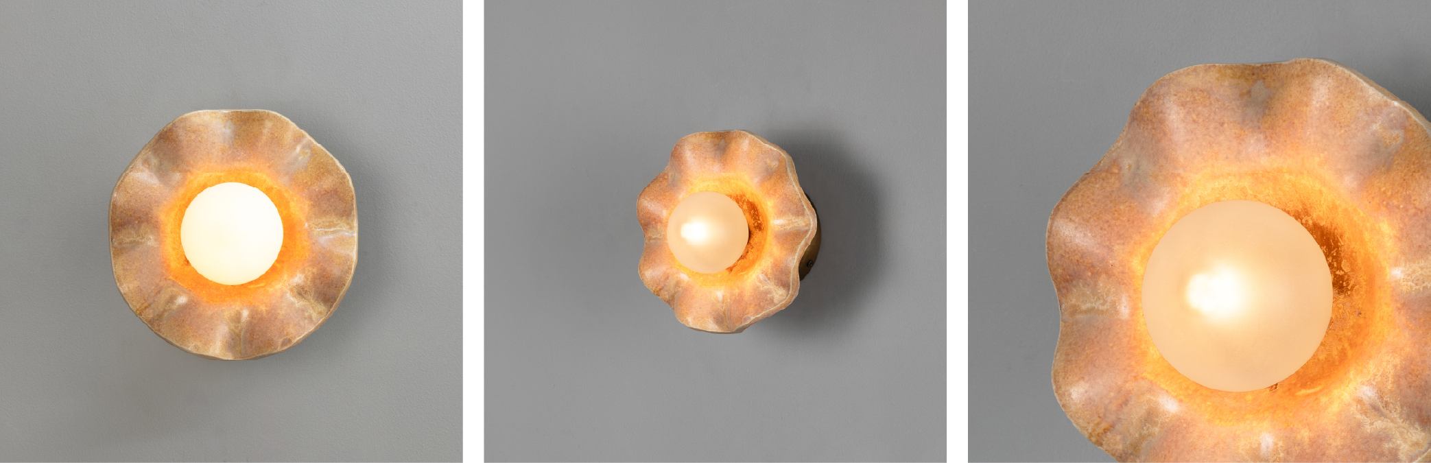 Rivale Wall Light with Wavy Ceramic Shade, Oatstone 21cm IP20